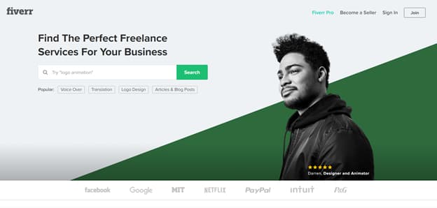 Fiverr：自由兼职的好平台首页